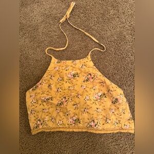 American Eagle Outfitters Yellow Floral Tank Top